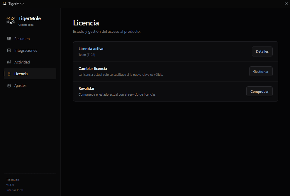 Gestiona el acceso sin salir de la aplicación. — TigerMole
